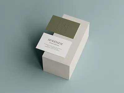 McKenzie Event Lighting Business Cards brand identity business card design custom font custom typography elevated branding logotype design minimal logo design mockup serif font sophisticated brand typography visual identity