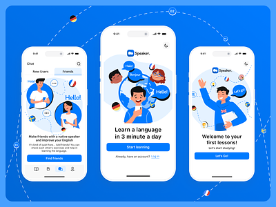Speaker — Language Learning App | Mobile UI Kit app branding design system illustration learning logo mobile ui ui kit ux uxui