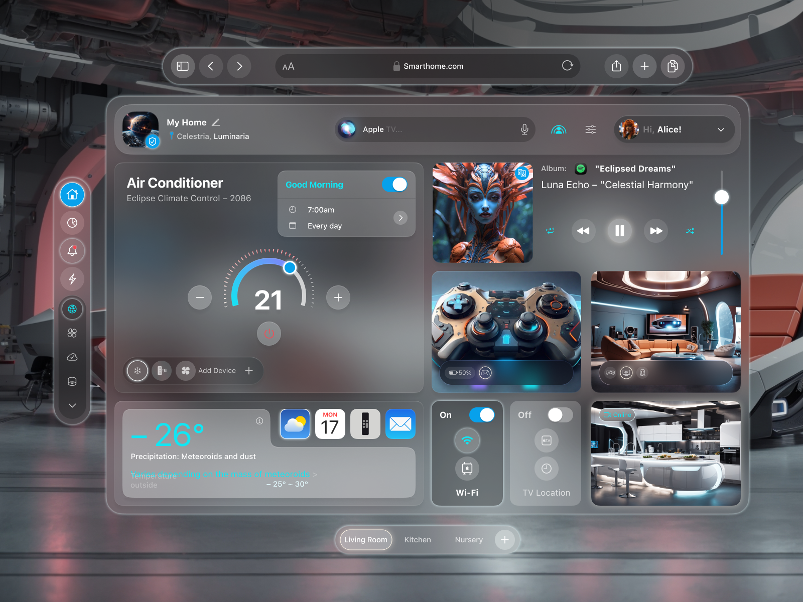 Vision Pro Smart Home UI Concept by Alona Yakovlieva on Dribbble