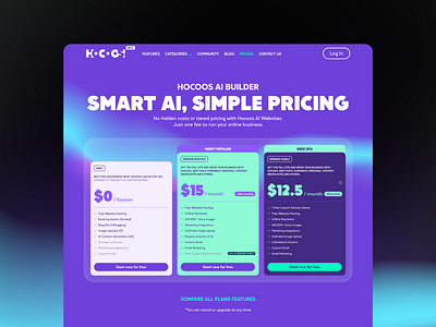 Pricing Section Redesign and UX Optimisation for Hocoos AI ai price section pricing pricing section redesign ux design ux optimisation web design webdesign website builder