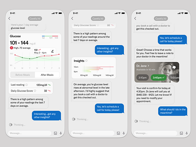 Careful - Ai Chat ai artifficial intelligence booking chat chatbot clean digital health health healthcare medicine mobile design virtual care