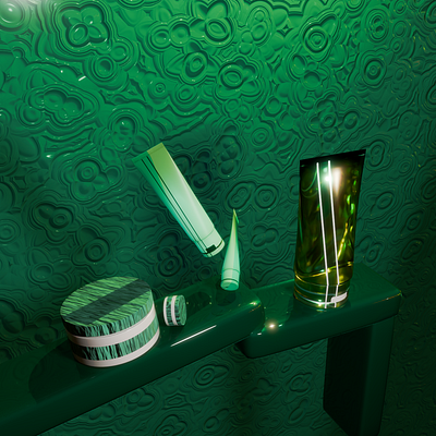 Green for skin 3d branding cosmetics cream fashion gel graphic design product product design render skincare