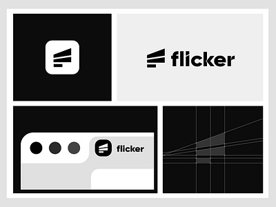 A Comprehensive Brand Logo Design of Flicker UI/UX Agency. a complete logo design aesthetic logo design brand guideline brand identity design branding design solution flicker graphic design icon illustration typography ui ux agency ui ux design vector