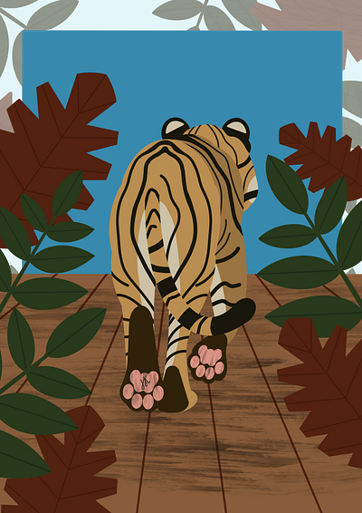 Tiger animal book illustration cute design kids picture procreate tiger