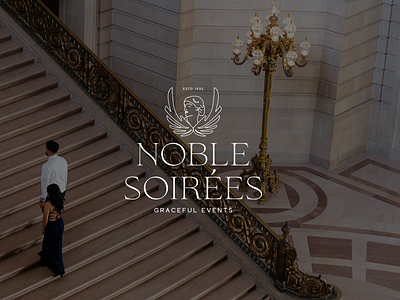 Noble Soirées - Branding & Identity angel logo brand design brand identity brand strategy branding castle event design elegant brand elegant logo event identity event logo event planner identity graphic design logo logo design logo idea lurury logo luxury brand premium brand visual identity