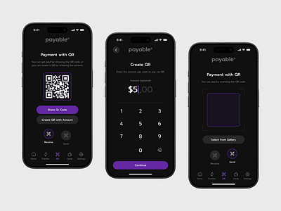 Payable | Finance App bank banking e wallet finance mobile app money payment prototype qr transaction transfer wallet