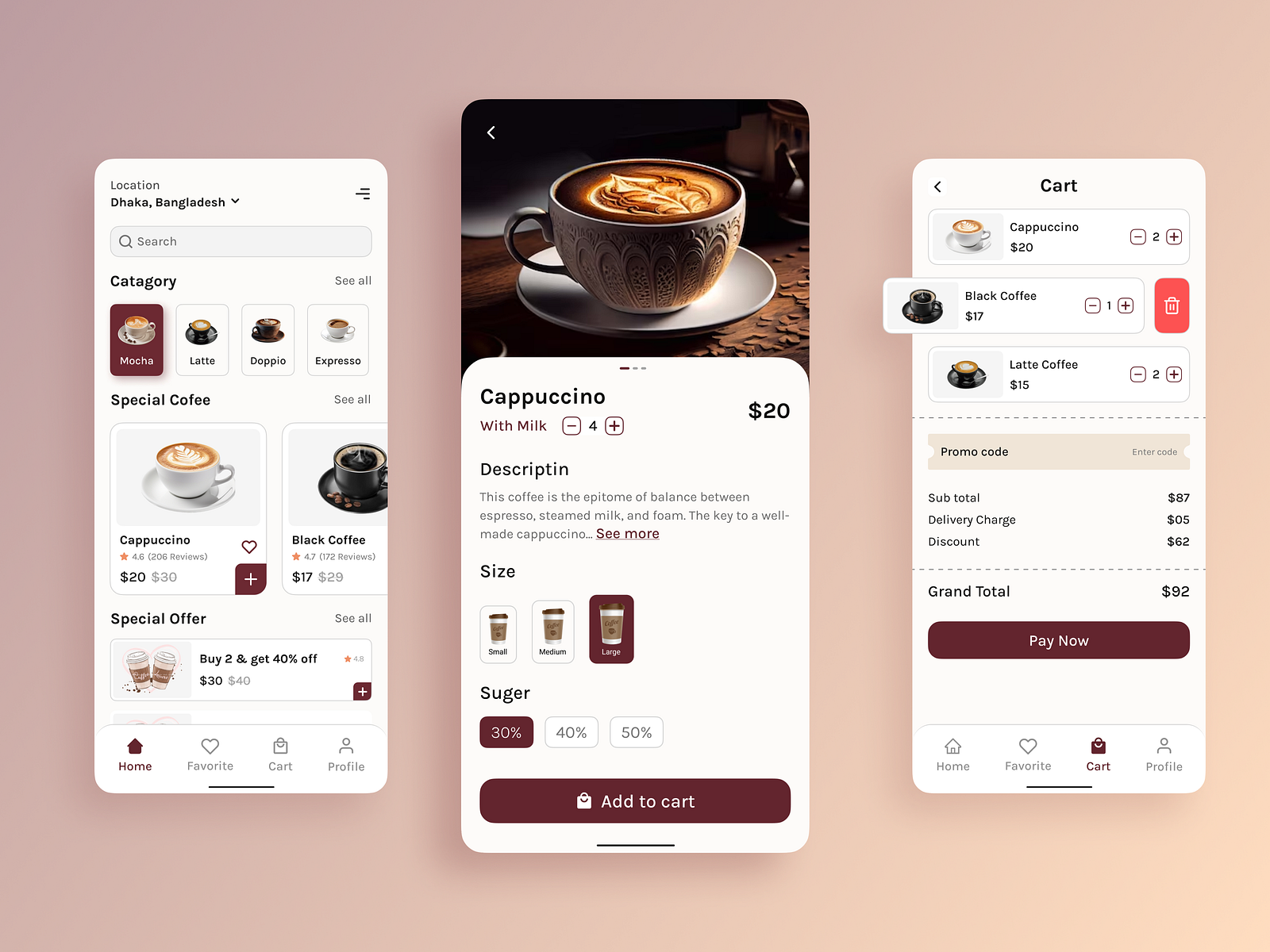 Coffee App Ui Design by Moinur Rahman Naeem on Dribbble