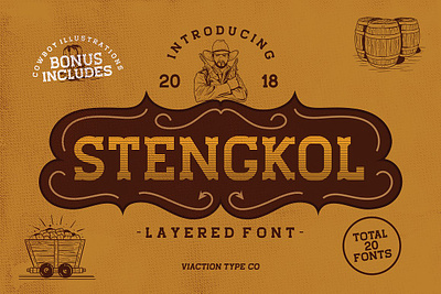 Stengkol - Layered Typeface (Free Style) classic display font free free font freebie illustration retro type typeface vintage western