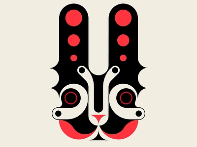 Hare Metal abstract black bunny design geometric illustration messmyod minimalism rabbit red trufcreative vector