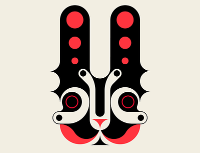 Hare Metal abstract black bunny design geometric illustration messmyod minimalism rabbit red trufcreative vector