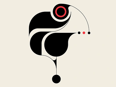 Blackbird abstract bird black design geometric illustration messymod minimalism red trufcreative typography vector