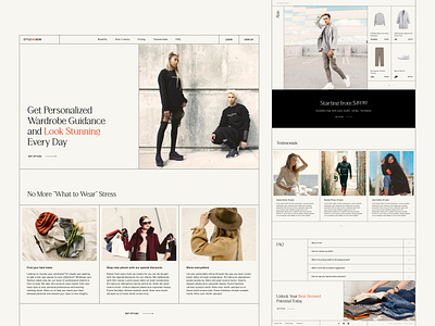 Landing page for Styling service design fashion landing page minimal modern styling ui website