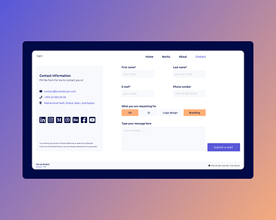 Contact page design branding contact graphic design ui ux