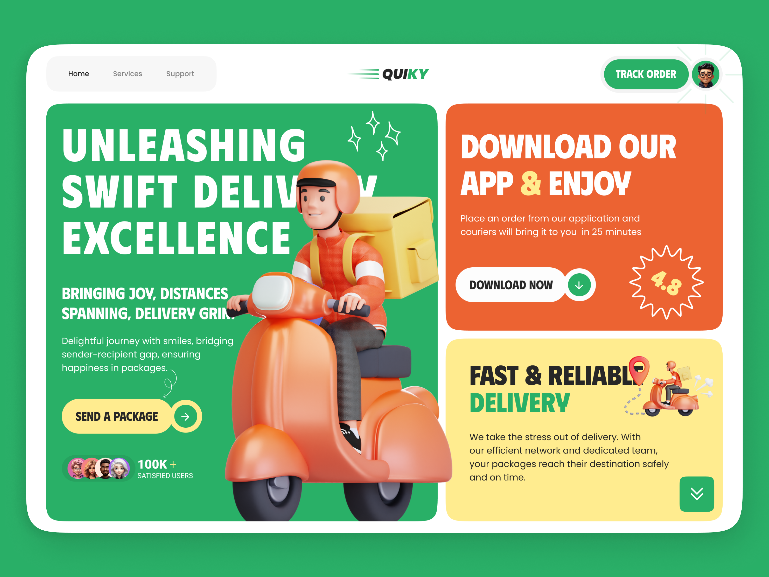 Delivery Service Hero Section branding graphic design ui