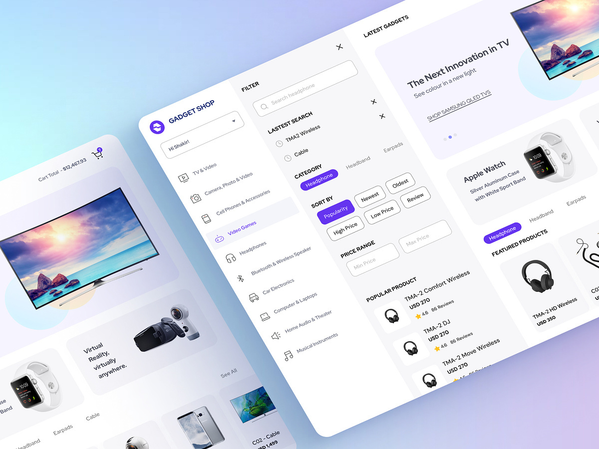 Example of E Commerce & Admin Panel Dashboad