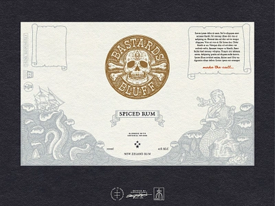 Bastard's Bluff Rum Label Design alcohol bottle brand design brand identity branding branding design illustration label label design liquor logo logo design packaging packaging design pirate retro rum skull vintage visual identity