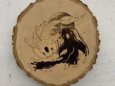 Traditional Wood-burn animals drawing nature traditional art wildlife woodblock woodburn