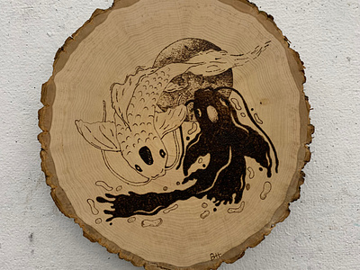 Traditional Wood-burn animals drawing nature traditional art wildlife woodblock woodburn