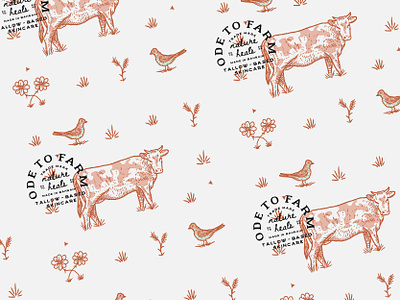 Ode to Farm Brand Pattern animal bird brand design brand identity branding branding design cow flower hand drawn lettering logo logo design monochromatic organic pattern pattern design retro typography vintage visual identity