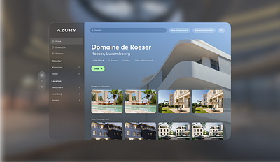 VR MR visionOS Concept | Home screen for Real Estate App 3d branding figma immersive mixed reality real estate ui user interface ux virtual reality visionos