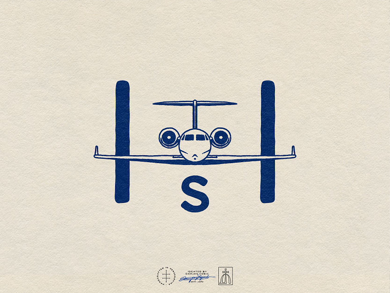 Hangar Sisters Monogram airplane aviation brand design brand identity branding branding design hand drawn illustration illustrator letter logo logo design minimal monogram monogram logo retro simple sisters vintage visual identity