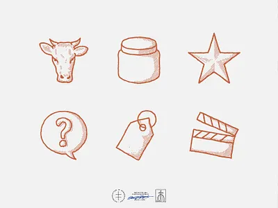 Ode to Farm Icon Set brand design brand identity branding branding design cow hand drawn icon icon design icons instagram label logo logo design retro social media social media visuals star tag vintage visual identity