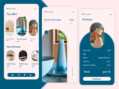 Porcelain Lounge App app design ecommerce floral flower mobile app ui ux
