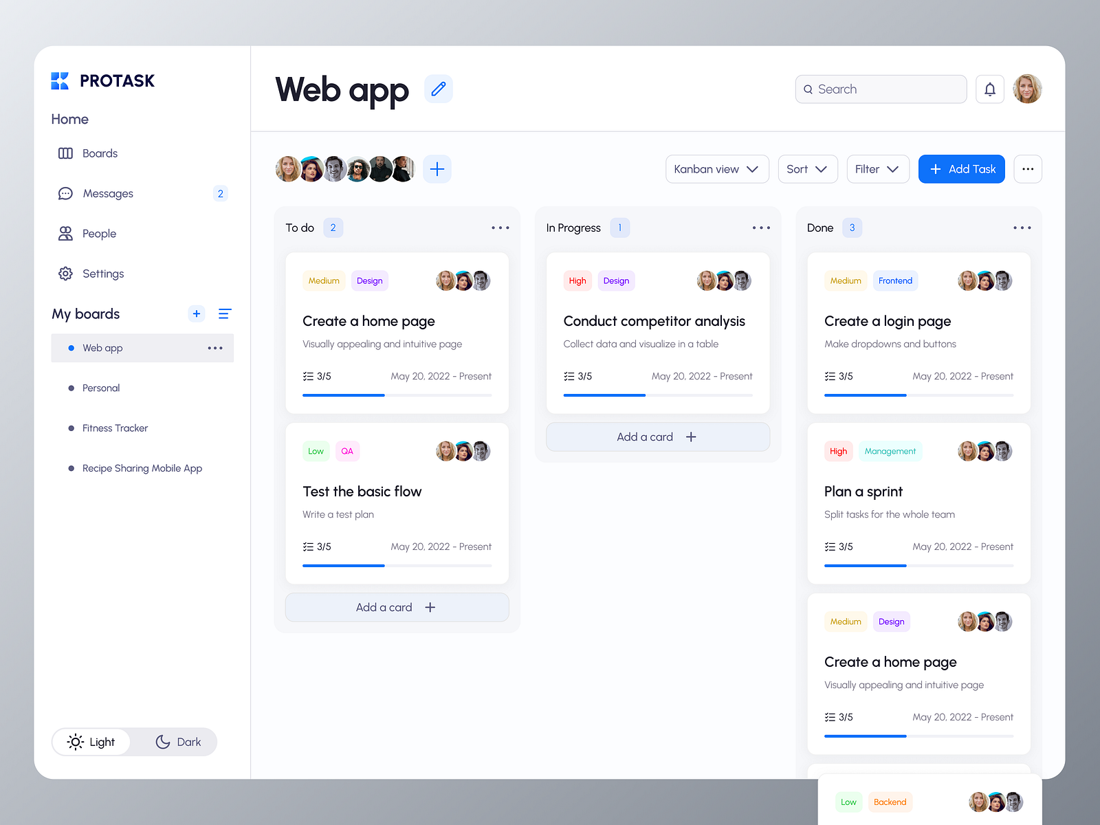 Task management - kanban board by Yana Lutsenko on Dribbble