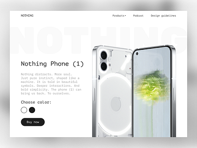 The home page of the Nothing Phone website (1) design figma home page landing nothing phone phone ui web page