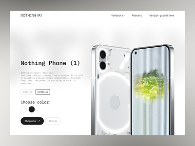 Nothing Phone (1) - сhoosing a phone model design figma home page landing nothing phone phone ui web page