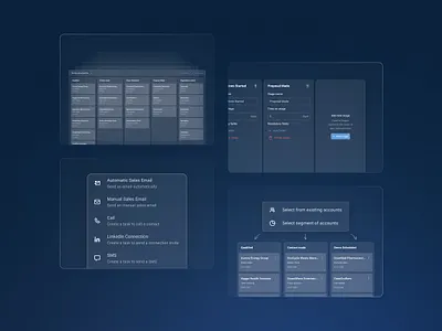 Feature cards - Sales automation app feature cards feature glass cards feature showcase features glass glass cards glass effect cards glass interface glowing cards landing page landing page cards landing page feature cards minimal minimal landing page pipelines sales sales design sales landing design sales landing page sales pipeline