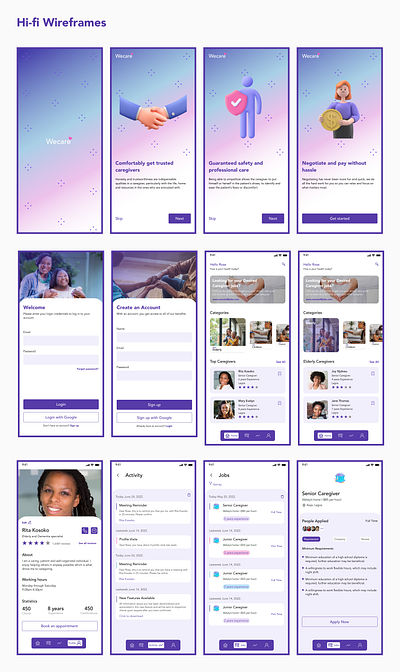 Caregiver health app product design ui visual design