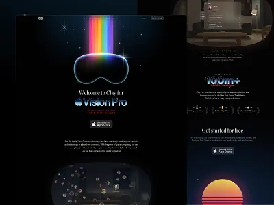 Clay for Vision Pro 80s app store apple clay crm design landing page retro sketch spatial computing virtual reality vision pro visionos vr
