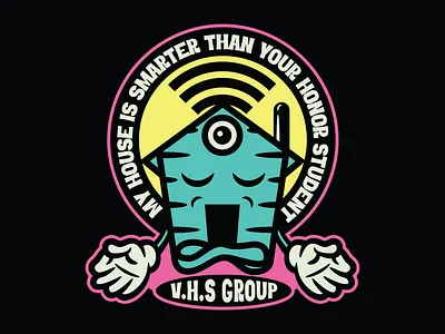 Smart Home badge badge design character design home house namaste router smart home t shirt design third eye wifi yoga yogi