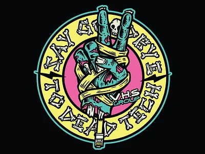Dead Tech badge design bones dead dead tech ethernet lightning lightning bolt mummy peace peace sign skull smart home tech undead zombie