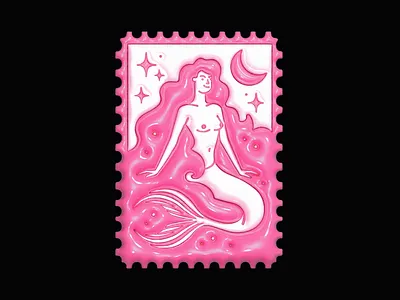 Bubblegumaid 3d mermaid pink stamp