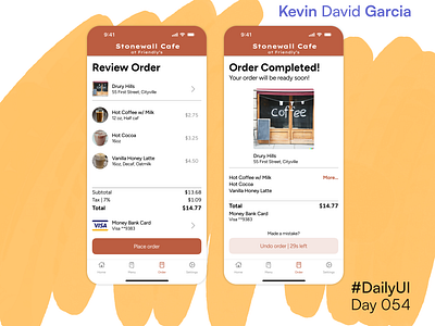 #Daily UI Day 54: Confirmation app cafe coffee confirmation dailyui order restaurant