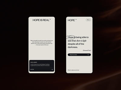 HOPE IS REAL - Mobile Comps clean design mental health minimal mobile typography ui
