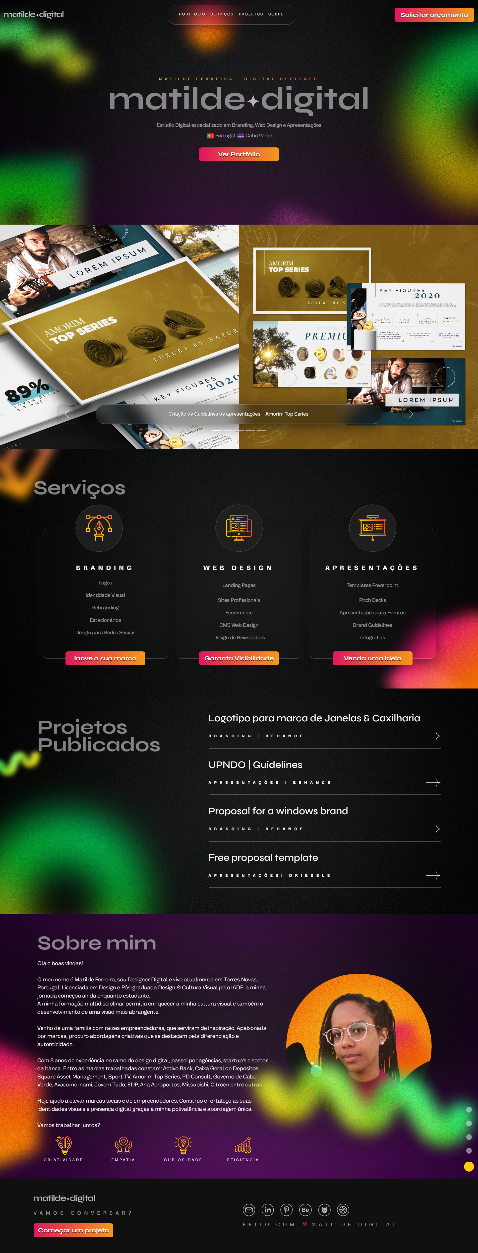 Digital Agency Portfolio Website Design | @matildedigital agencia marketing cabo verde design cabo verde designer cabo verde landing page matilde digital matilde digital apresentações matilde digital design matilde ferreira design digital matilde.digital página de vendas responsive web design ui ux web design cabo verde
