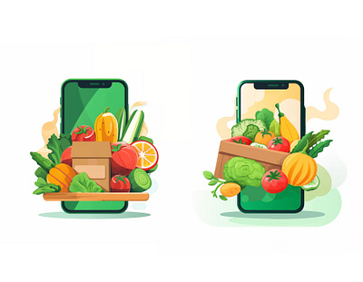 Vector illustration for vegetable delivery app app delivery graphic design illustration phone ui vector vegetable