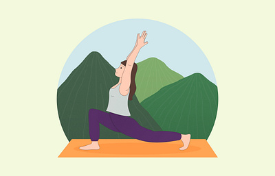 Yoga in the mountains art cartoon design flat illustration illustrator mindfulness mountain vector wellness yoga
