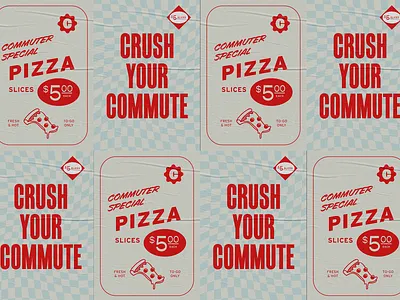 Crush Wheatpaste Signs art direction branding checkerboard design graphic design illustration layout logo marketing pizza poster restaurant branding typography wheatpaste sign