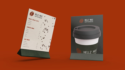 Hellz Hole Coffeehouse Table Tents brandidentity branding coffee logo logodesign menu modern restaurant simple vector