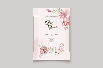 wedding invitation template set with dusty brown floral frame wa wedding