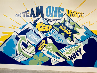 One Team branding illustration landscape mural murals typography