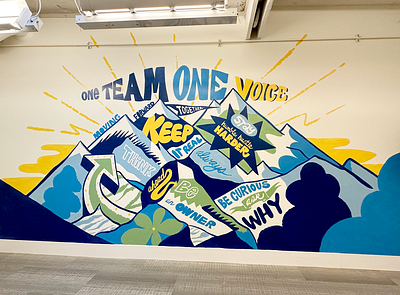 One Team branding illustration landscape mural murals typography