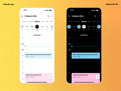 Calendar app — Daily UI #38 app calendar calendar app dailyui design product redesign ui ux