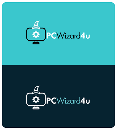 PC Wizard 4u blue branding favicon graphic design logo mark phone repair simple technology ui