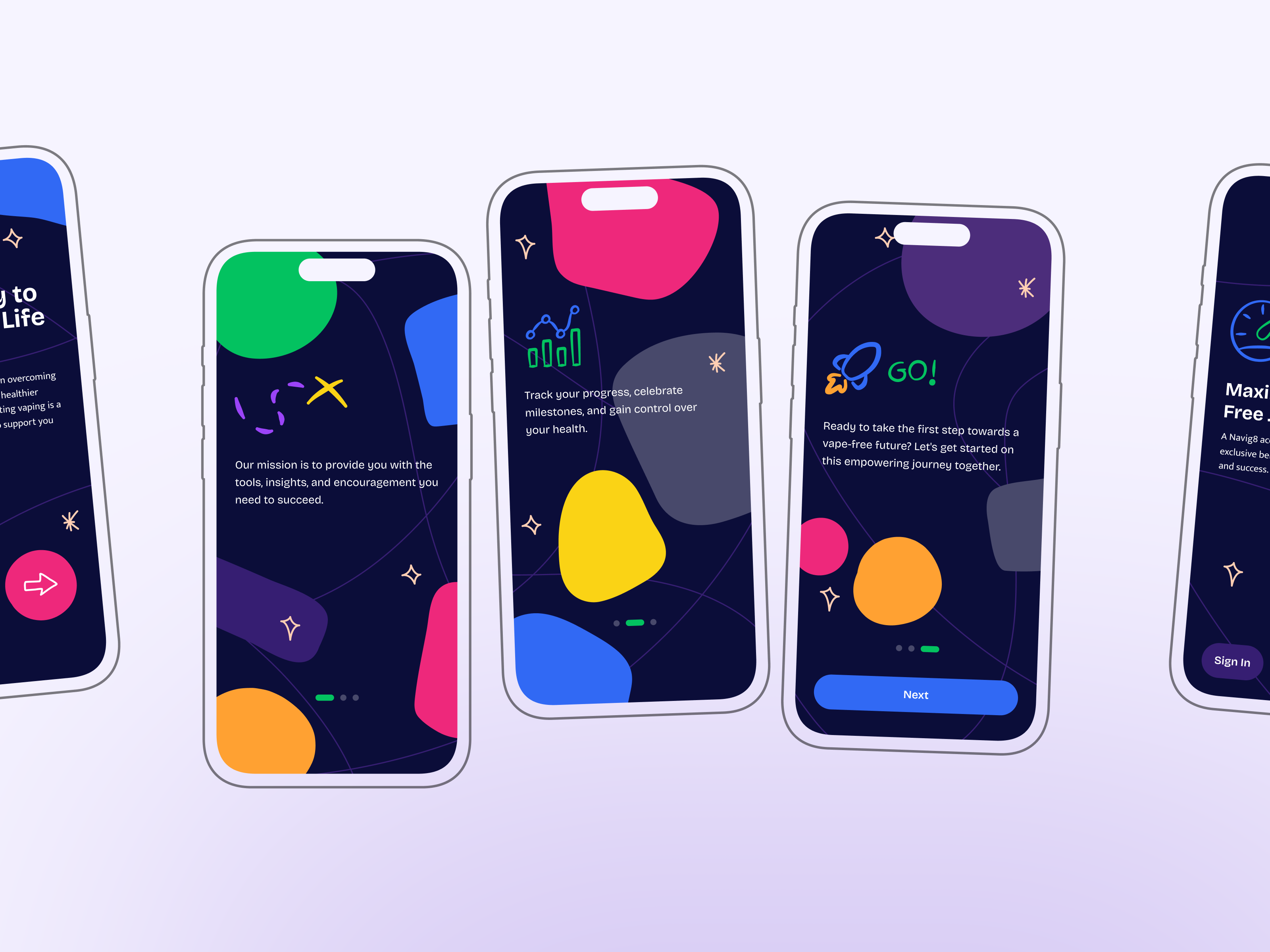 Navig8 — Onboarding app health mobile onboarding smoking teen tobacco ui vaping wellbeing