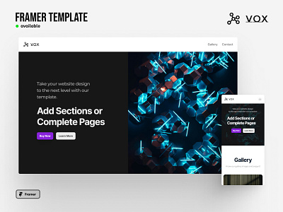 Vox: template para o Framer branddesign branddesigner branding design framer graphic design identidade visual illustration logo template ui ui design ui designer ui ux ui ux design ux design ux designer vector